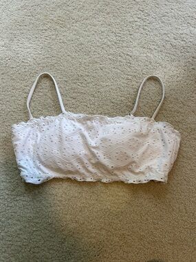 No Boundaries White Eyelet Bandeau Bikini Top